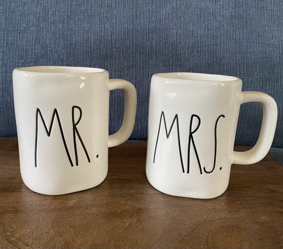 Rae Dunn Other - Rae Dunn Set Of 2 "Mr." & "Mrs." White Coffee Mugs Artisan Collection By Magenta